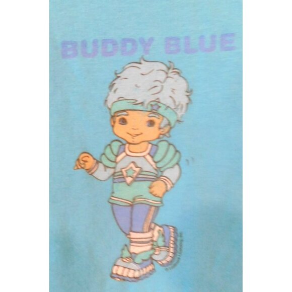 Vintage Republic Mfg Cotton Youth Size L Large Rainbow Brite Buddy Blue Shirt - Picture 2 of 6